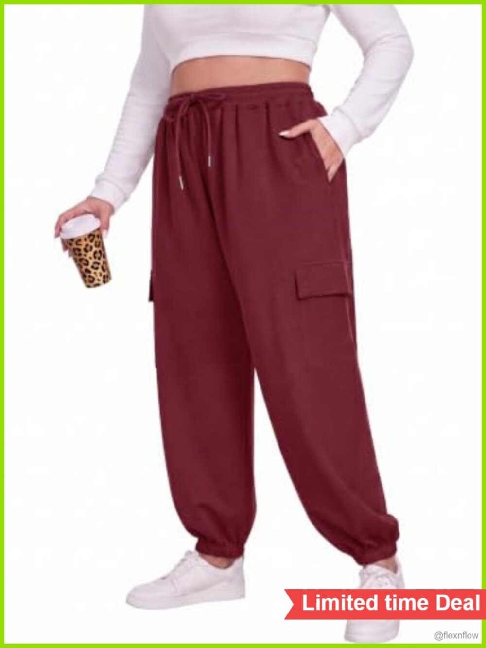 Plus Size Cargo Jogger Sweatpants Relaxed Fit Utility Pockets